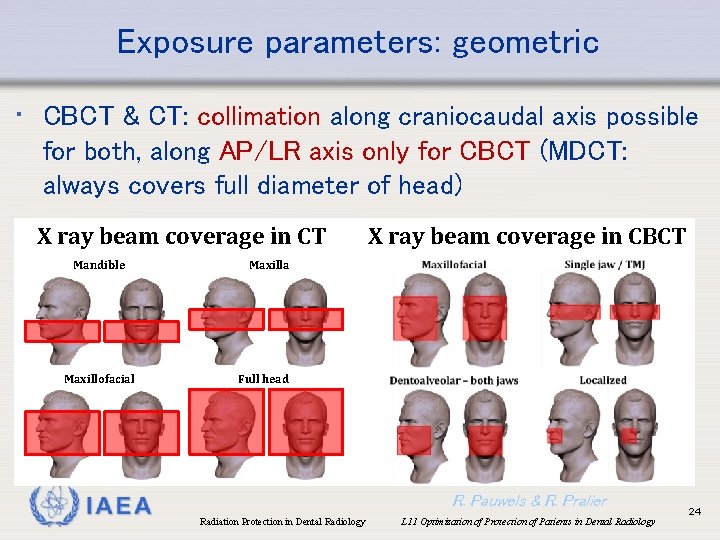 Exposure parameters: geometric • CBCT & CT: collimation along craniocaudal axis possible for both,