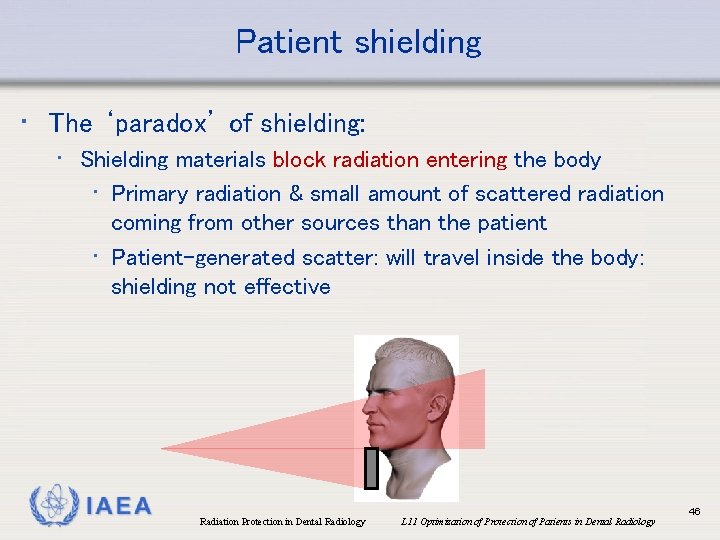 Patient shielding • The ‘paradox’ of shielding: • Shielding materials block radiation entering the