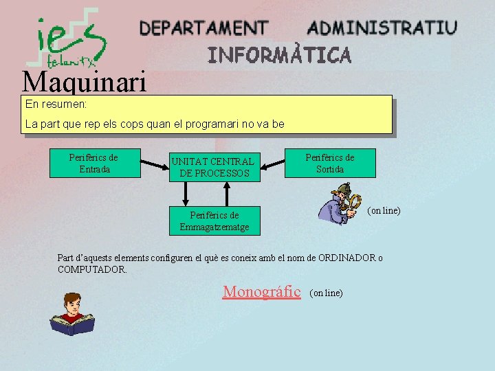 Maquinari En resumen: Es la part física del S. I. , “allò que es