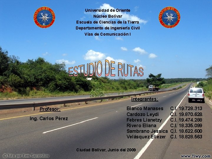 Universidad de Oriente Núcleo Bolívar Escuela de Ciencias de la Tierra Departamento de Ingeniería