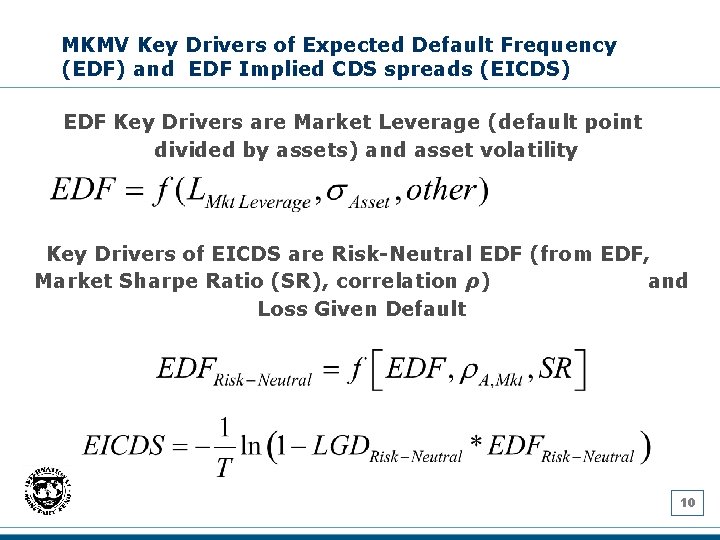 MKMV Key Drivers of Expected Default Frequency (EDF) and EDF Implied CDS spreads (EICDS)