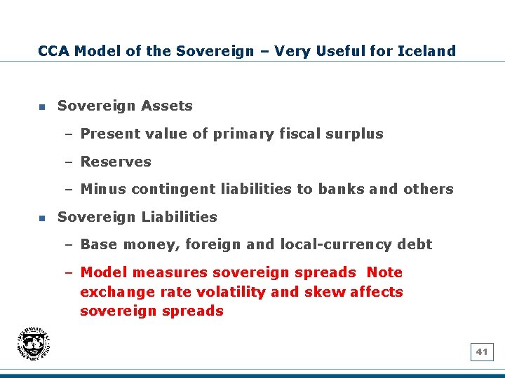 CCA Model of the Sovereign – Very Useful for Iceland n Sovereign Assets –