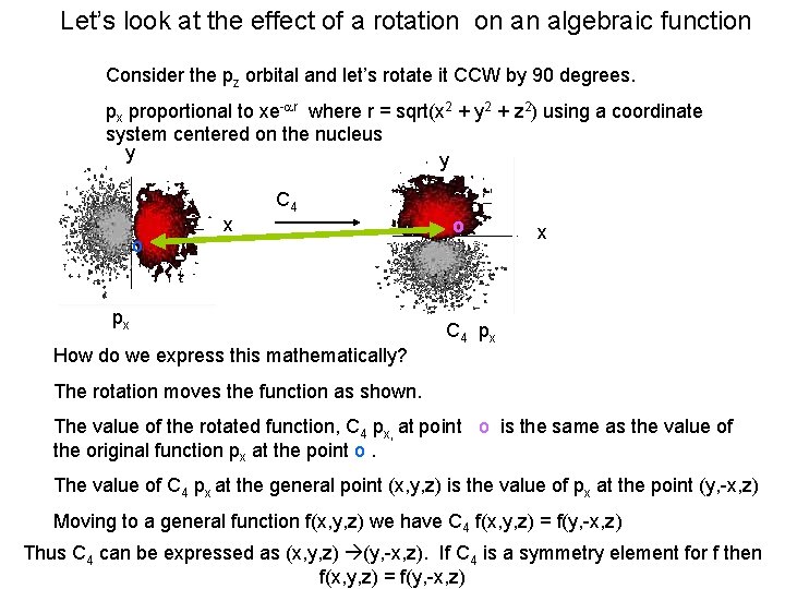 Let’s look at the effect of a rotation on an algebraic function Consider the