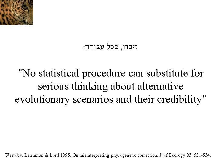 : עבודה בכל , זיכרו "No statistical procedure can substitute for serious thinking about