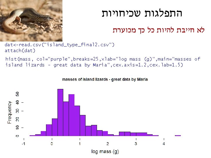  שכיחויות התפלגות מכוערת כך כל להיות חייבת לא dat<-read. csv("island_type_final 2. csv") attach(dat)