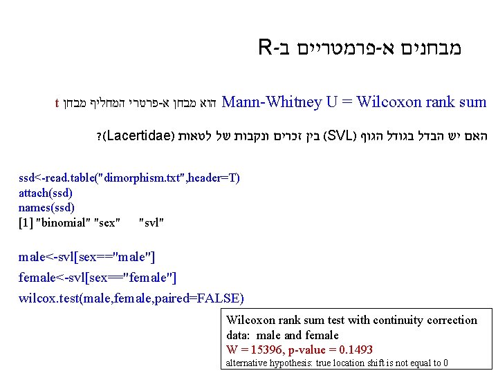 R- ב פרמטריים - א מבחנים t מבחן המחליף פרטרי - א מבחן הוא