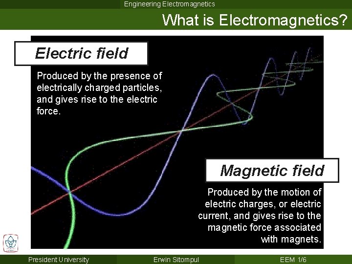 Engineering Electromagnetics What is Electromagnetics? Electric field Produced by the presence of electrically charged