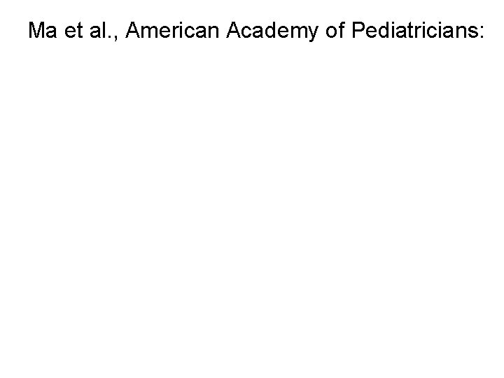 Ma et al. , American Academy of Pediatricians: 