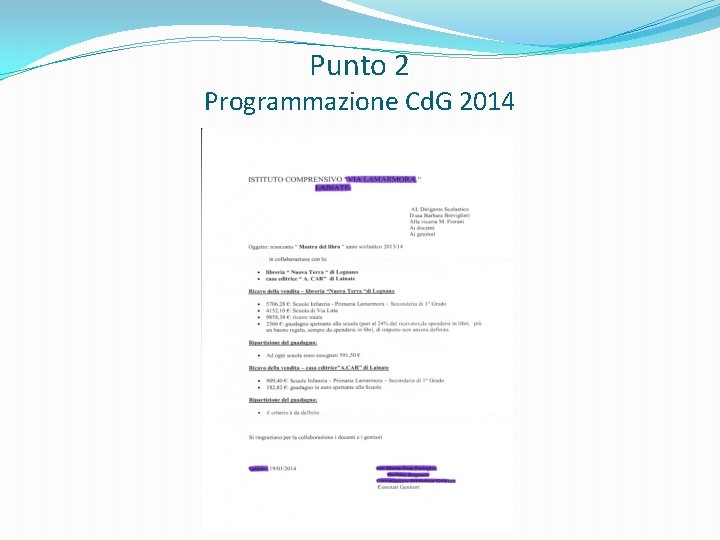 Punto 2 Programmazione Cd. G 2014 