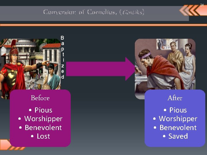 24 Conversion of Cornelius, (Gentiles) B a p t i z e d Before