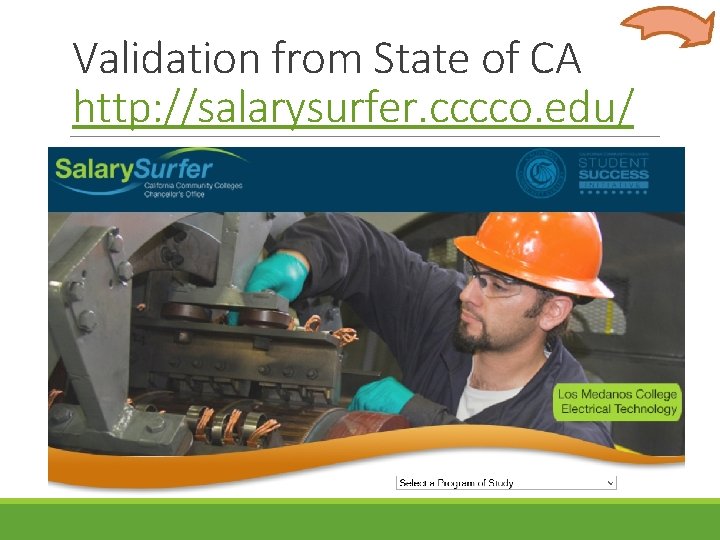 Validation from State of CA http: //salarysurfer. cccco. edu/ 