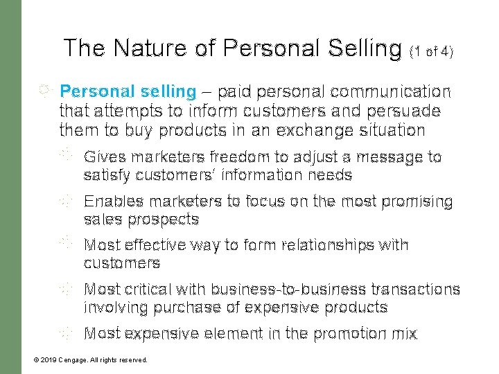 The Nature of Personal Selling (1 of 4) Personal selling – paid personal communication The Nature of Personal Selling (1 of 4) Personal selling – paid personal communication