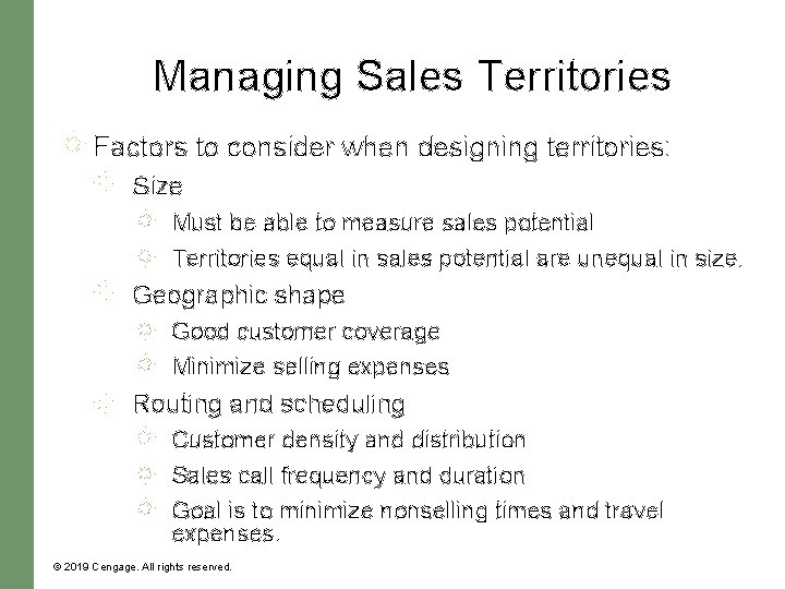 Managing Sales Territories Factors to consider when designing territories: Size Must be able to Managing Sales Territories Factors to consider when designing territories: Size Must be able to