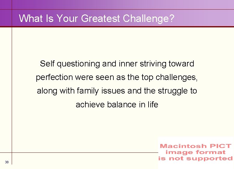What Is Your Greatest Challenge? Self questioning and inner striving toward perfection were seen