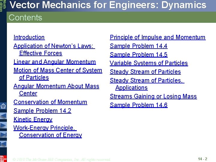 Ninth Edition Vector Mechanics for Engineers: Dynamics Contents Introduction Application of Newton’s Laws: Effective