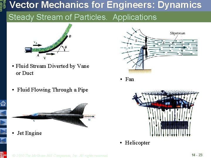 Ninth Edition Vector Mechanics for Engineers: Dynamics Steady Stream of Particles. Applications • Fluid