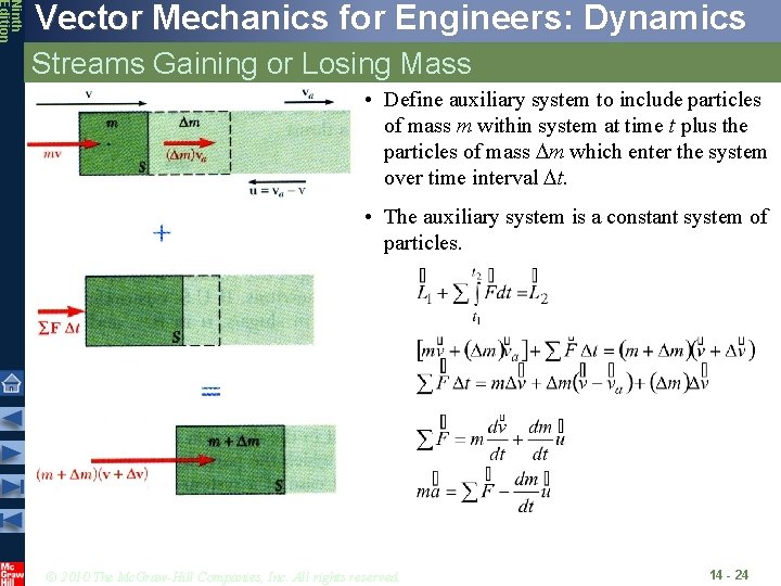 Ninth Edition Vector Mechanics for Engineers: Dynamics Streams Gaining or Losing Mass • Define