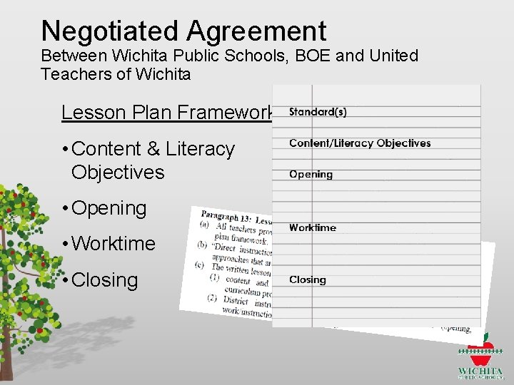 Negotiated Agreement Between Wichita Public Schools, BOE and United Teachers of Wichita Lesson Plan