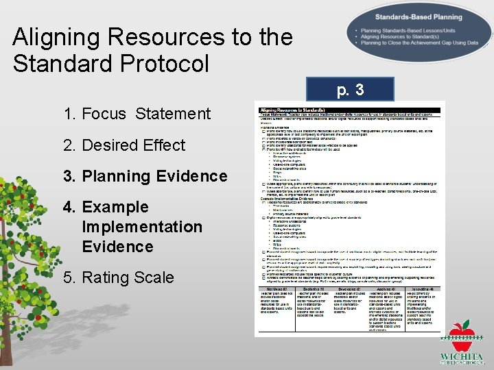 Aligning Resources to the Standard Protocol p. 3 1. Focus Statement 2. Desired Effect