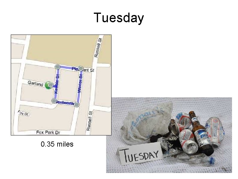 Tuesday 0. 35 miles 