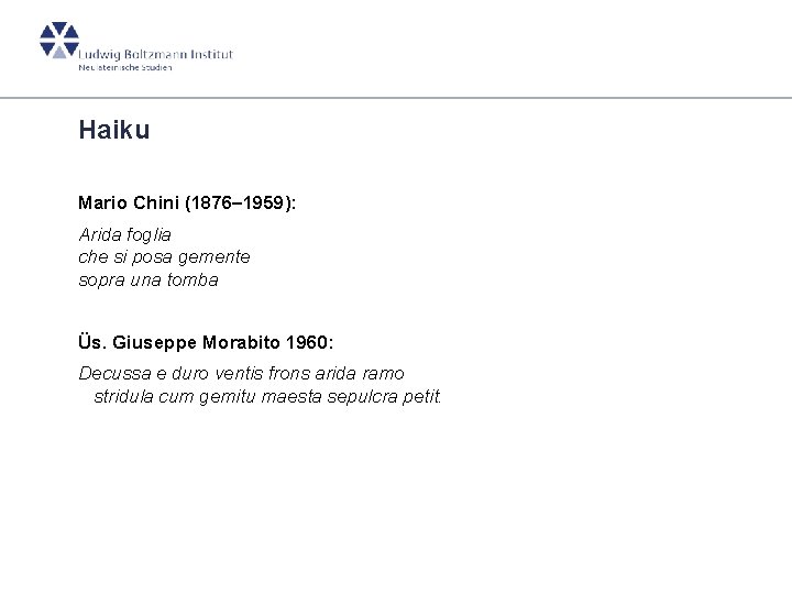 Haiku Mario Chini (1876– 1959): Arida foglia che si posa gemente sopra una tomba
