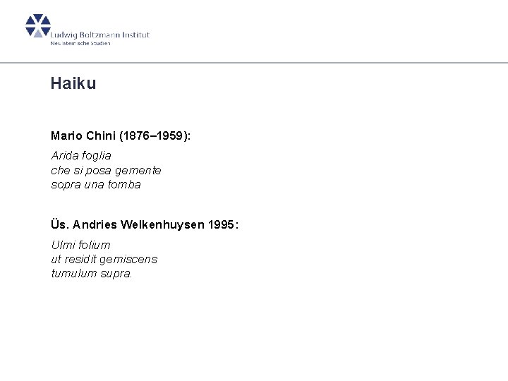 Haiku Mario Chini (1876– 1959): Arida foglia che si posa gemente sopra una tomba