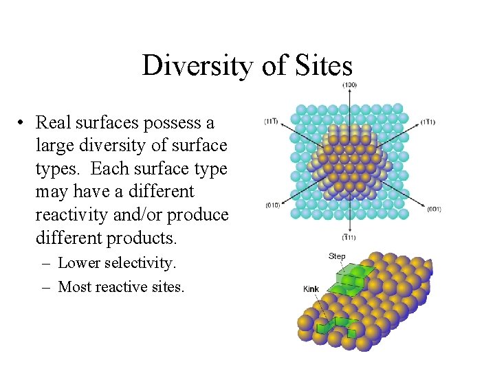 Diversity of Sites • Real surfaces possess a large diversity of surface types. Each