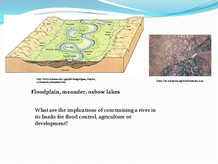 http: //www. indiana. edu/~g 105 lab/images/gaia_chapter_ 12/meander_formation. htm https: //en. wikipedia. org/wiki/Meander_scar Floodplain, meander, http: //www. indiana. edu/~g 105 lab/images/gaia_chapter_ 12/meander_formation. htm https: //en. wikipedia. org/wiki/Meander_scar Floodplain, meander,