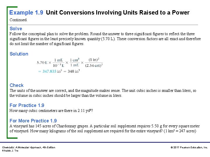 Example 1. 9 Unit Conversions Involving Units Raised to a Power Continued. Solve Follow Example 1. 9 Unit Conversions Involving Units Raised to a Power Continued. Solve Follow