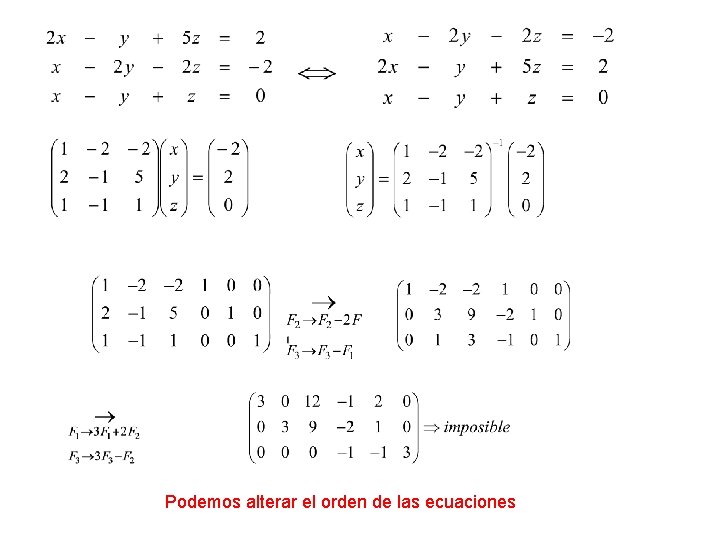 Podemos alterar el orden de las ecuaciones 