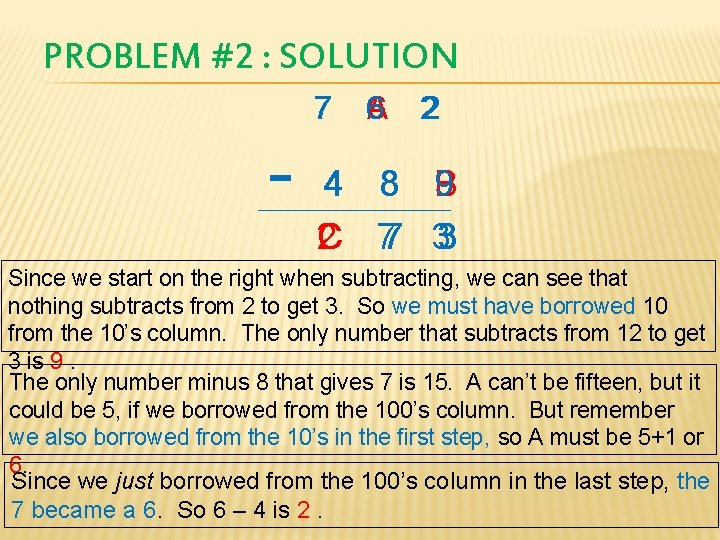 PROBLEM #2 : SOLUTION 7 A 2 7 6 2 - B 9 4