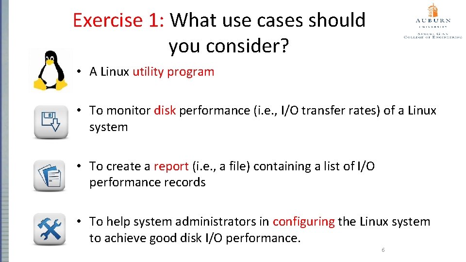 Exercise 1: What use cases should you consider? • A Linux utility program •