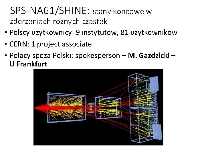 SPS-NA 61/SHINE: stany koncowe w zderzeniach roznych czastek • Polscy użytkownicy: 9 instytutow, 81