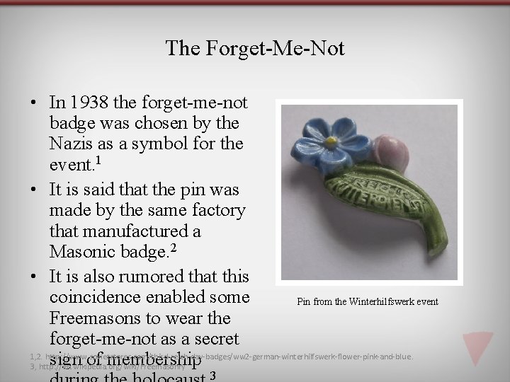 The Forget-Me-Not • In 1938 the forget-me-not badge was chosen by the Nazis as