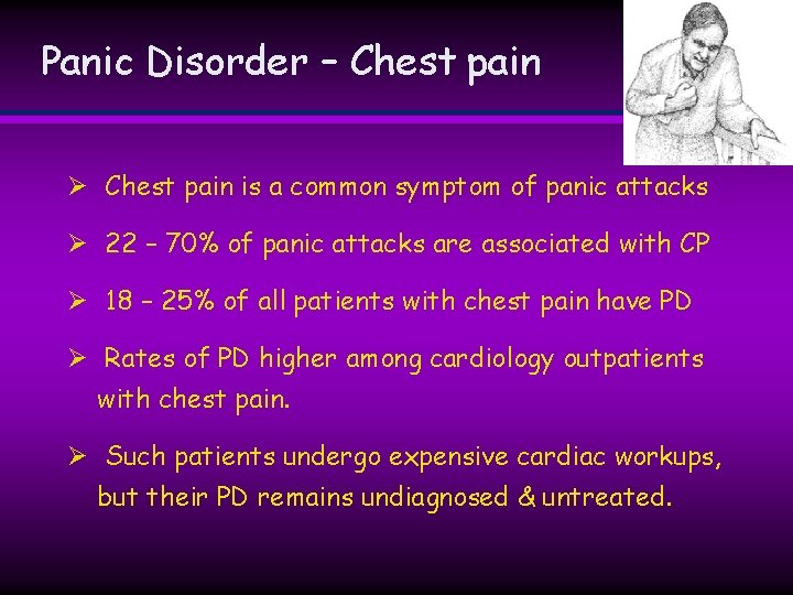 Panic Disorder – Chest pain Ø Chest pain is a common symptom of panic Panic Disorder – Chest pain Ø Chest pain is a common symptom of panic