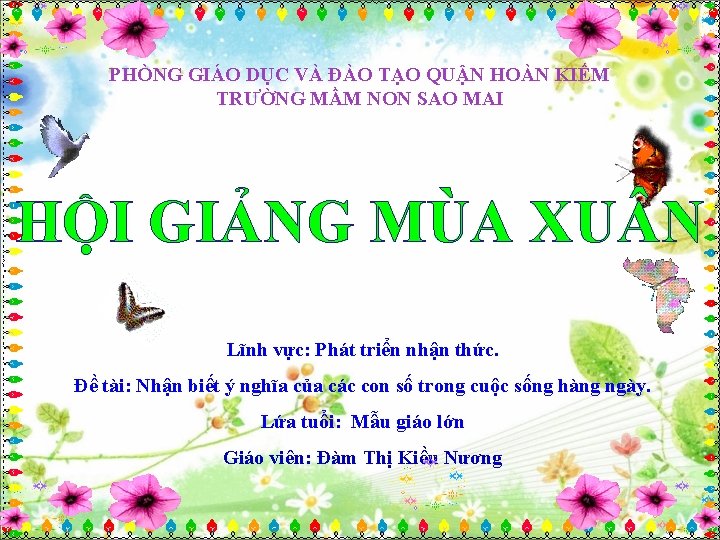 PHÒNG GIÁO DỤC VÀ ĐÀO TẠO QUẬN HOÀN KIẾM TRƯỜNG MẦM NON SAO MAI