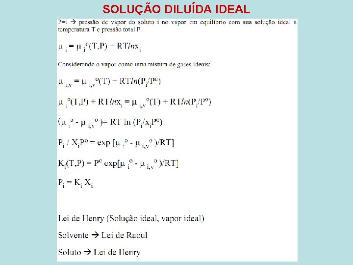 SOLUÇÃO DILUÍDA IDEAL 