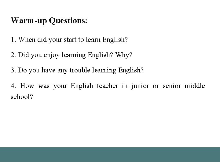 Unit 1 Lecturer Zhao Tong Warmup Questions 1