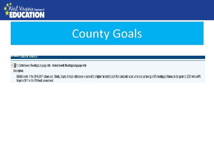 County Goals County Needs Assessment 