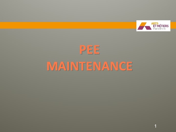 PEE MAINTENANCE 1 