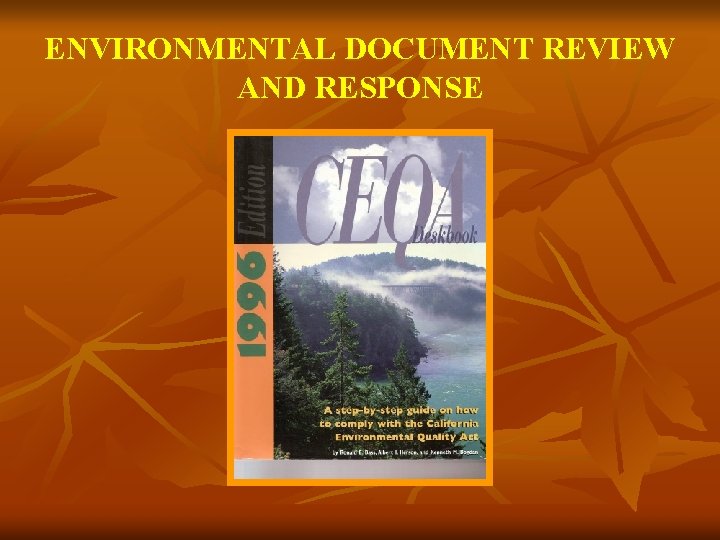 ENVIRONMENTAL DOCUMENT REVIEW AND RESPONSE 