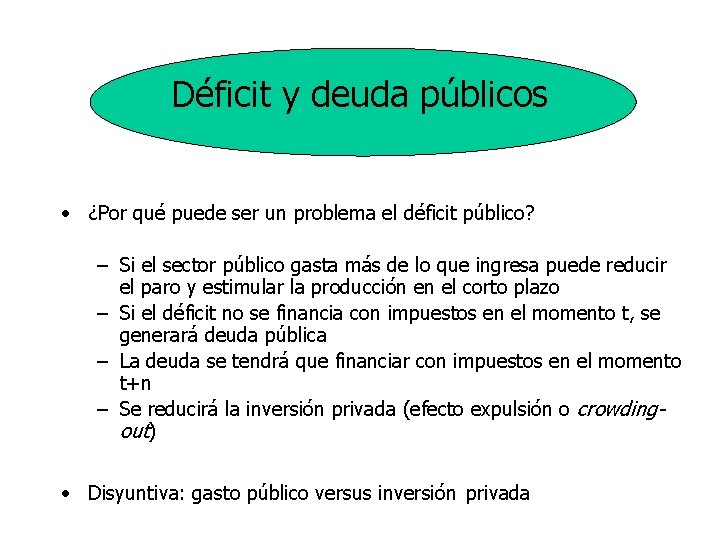 Déficit y deuda públicos • ¿Por qué puede ser un problema el déficit público?