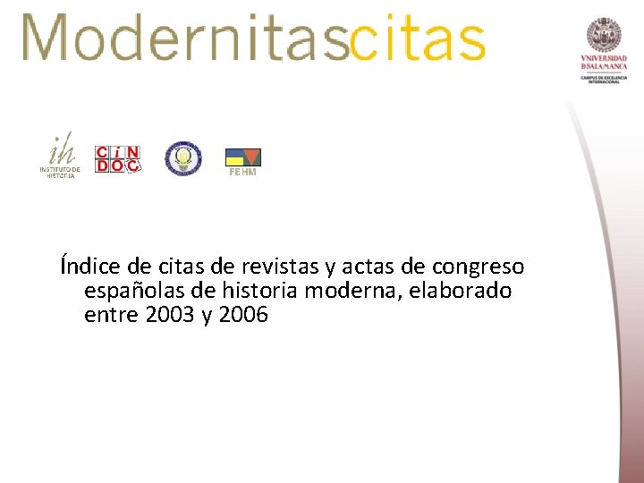 Índice de citas de revistas y actas de congreso españolas de historia moderna, elaborado