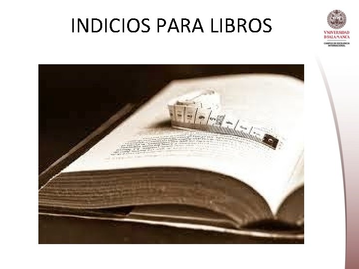 INDICIOS PARA LIBROS 
