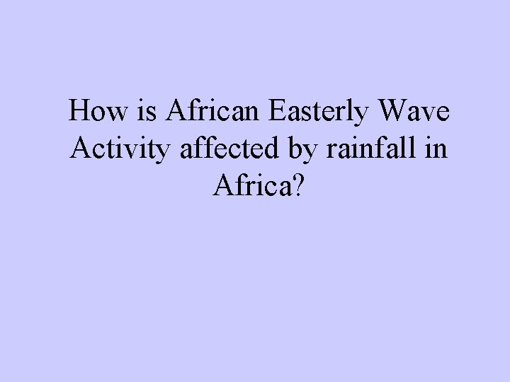 How is African Easterly Wave Activity affected by rainfall in Africa? 