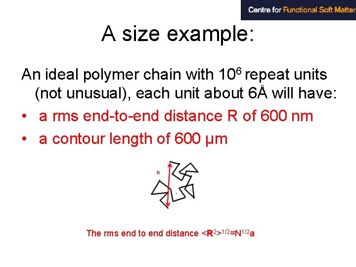 A size example: An ideal polymer chain with 106 repeat units (not unusual), each