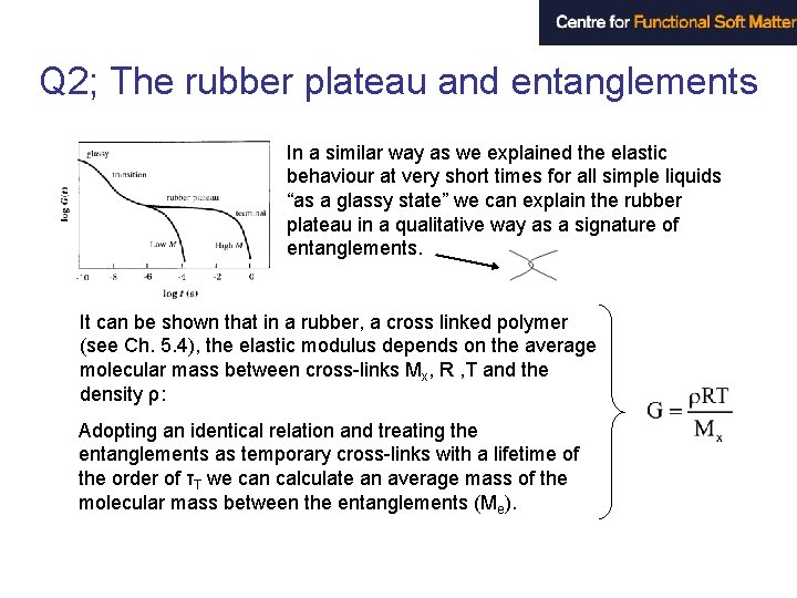 Q 2; The rubber plateau and entanglements In a similar way as we explained