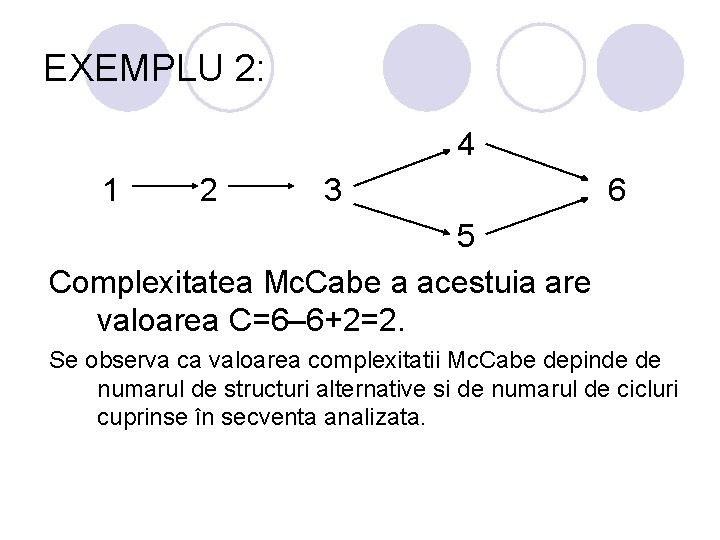 EXEMPLU 2: 4 1 2 3 6 5 Complexitatea Mc. Cabe a acestuia are EXEMPLU 2: 4 1 2 3 6 5 Complexitatea Mc. Cabe a acestuia are