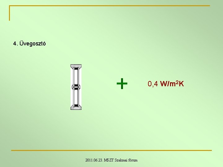 4. Üvegosztó 0, 4 W/m 2 K 2011. 06. 23. MSZT Szakmai fórum 4. Üvegosztó 0, 4 W/m 2 K 2011. 06. 23. MSZT Szakmai fórum