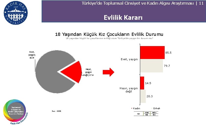 Türkiye’de Toplumsal Cinsiyet ve Kadın Algısı Araştırması | 11 Evlilik Kararı 18 Yaşından Küçük